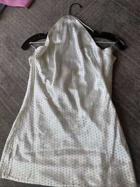 Retrofete White Embellished Satin dress